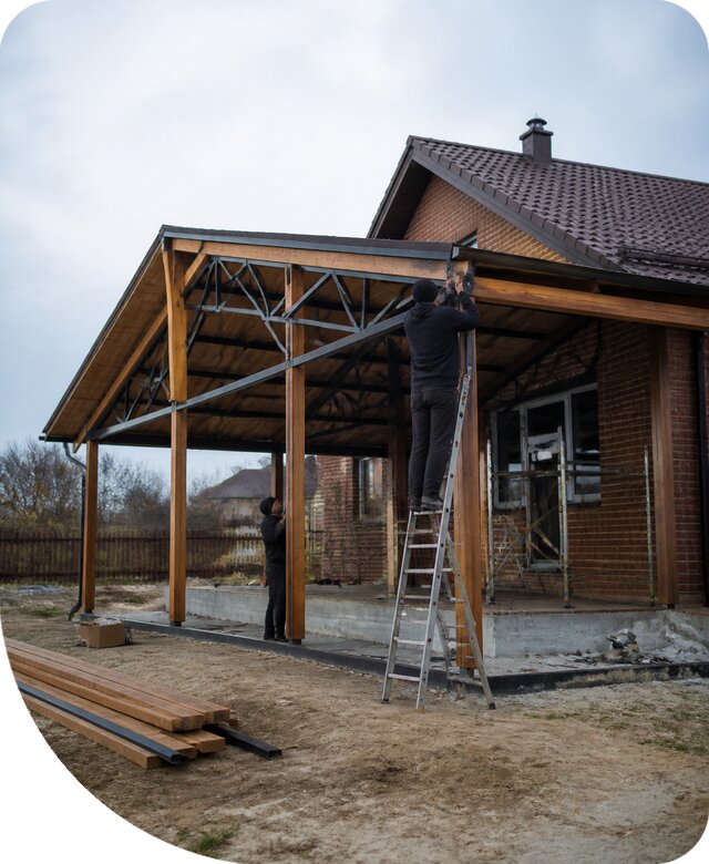 Пристройка навеса к дому и участку в Заволжье под ключ